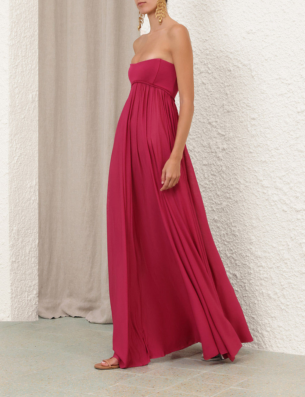 ZIMMERMANN 26S PLEATED STRAPLESS MAXI DRESS STYLE 170