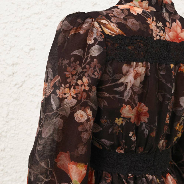 ZIMMERMANN 26S LONG SLEEVE FLORAL LACE BLOUSE STYLE 166