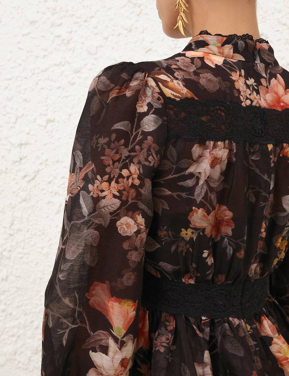 ZIMMERMANN 26S LONG SLEEVE FLORAL LACE BLOUSE STYLE 166