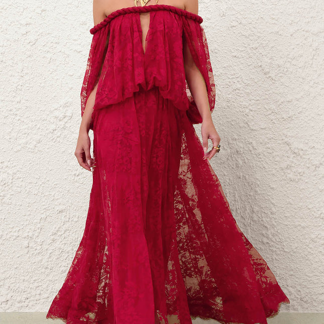 ZIMMERMANN 26S OFF-SHOULDER LACE MAXI DRESS 322