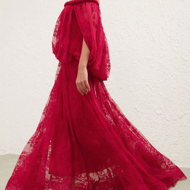 ZIMMERMANN 26S OFF-SHOULDER LACE MAXI DRESS 322