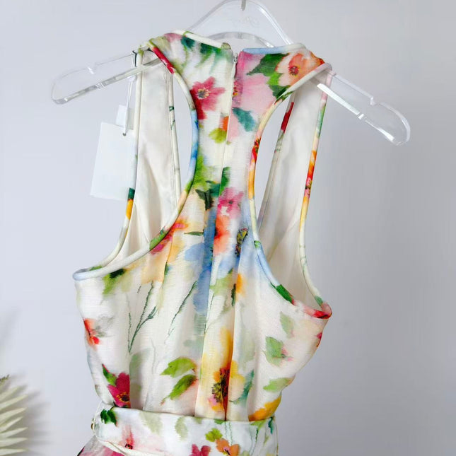 ZIMMERMANN 26S FLORAL FIT-AND-FLARE MINI DRESS 299