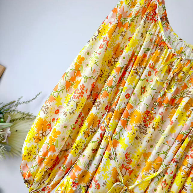 ZIMMERMANN 26S DRAWSTRING FLORAL MIDI DRESS 284