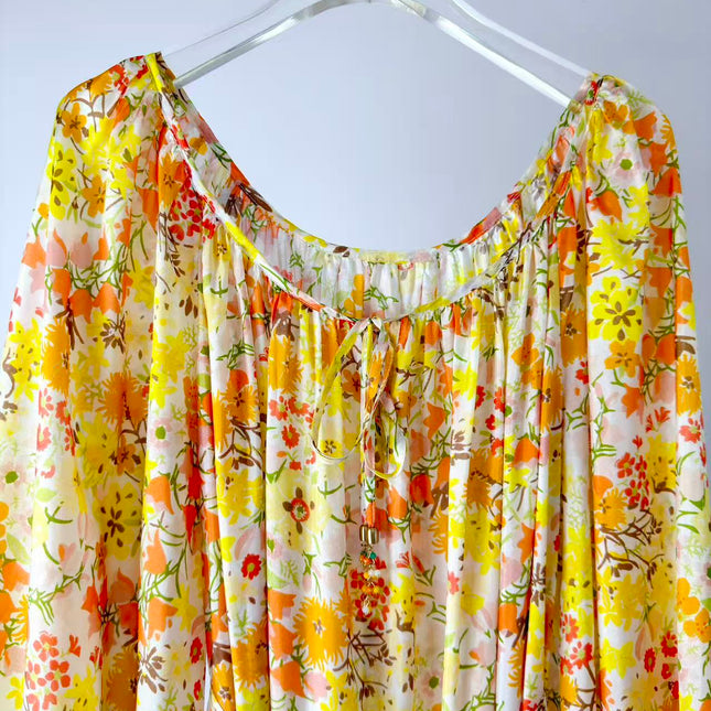 ZIMMERMANN 26S DRAWSTRING FLORAL MIDI DRESS 284
