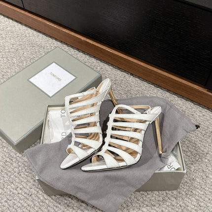 HIGH SANDAL 10 CM IN WHITE CALFSKIN