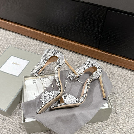HIGH HEEL 10 CM SANDAL IN BLACK MIX WHITE CALFSKIN 684357