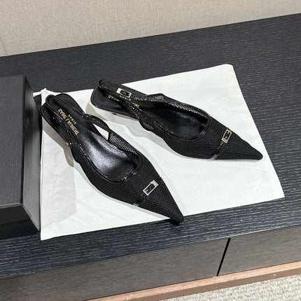SL CHERISH BUCKLE SLINGBACK 45 BLACK MESH
