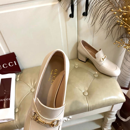 GUCCI 26S HORSEBIT LOAFERS 55 MM IN IVORY SMOOTH CALFSKIN