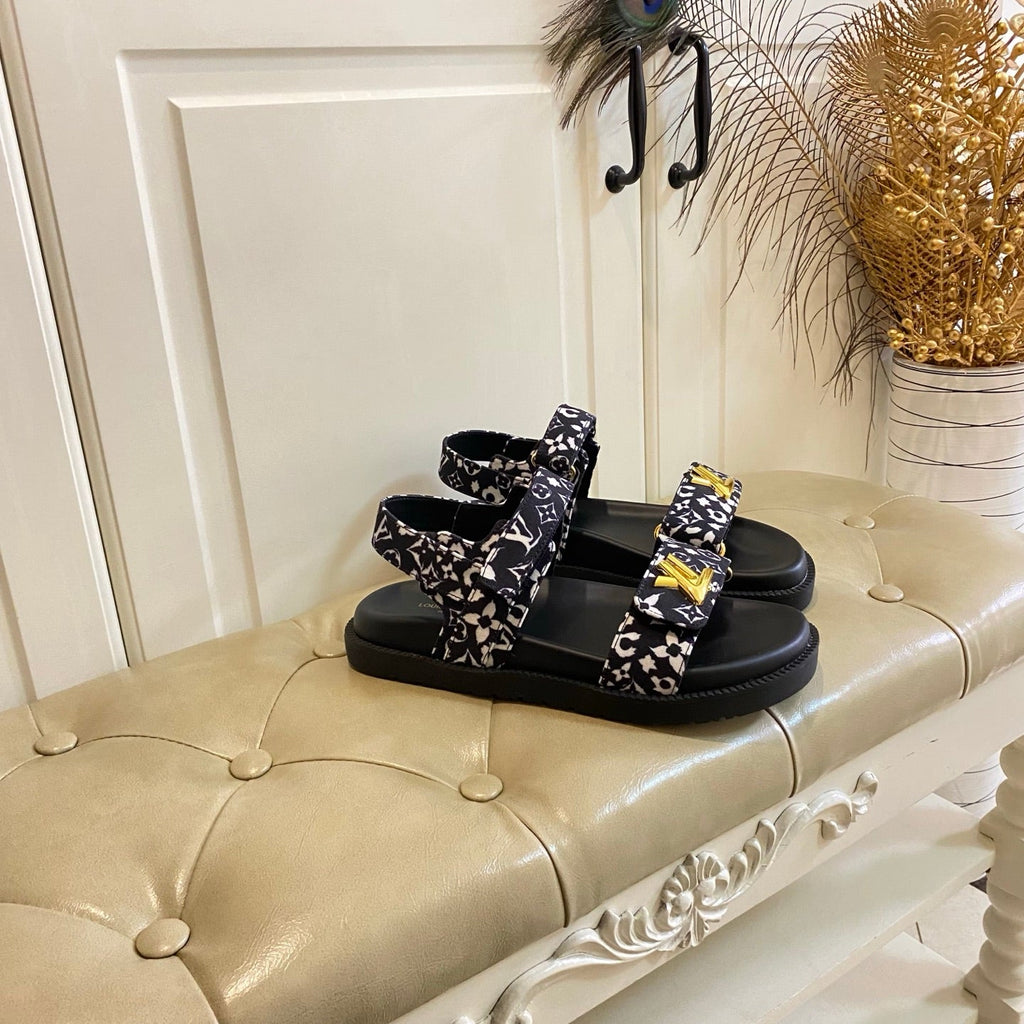 LV 26S SANDALS IN BLACK CANVAS
