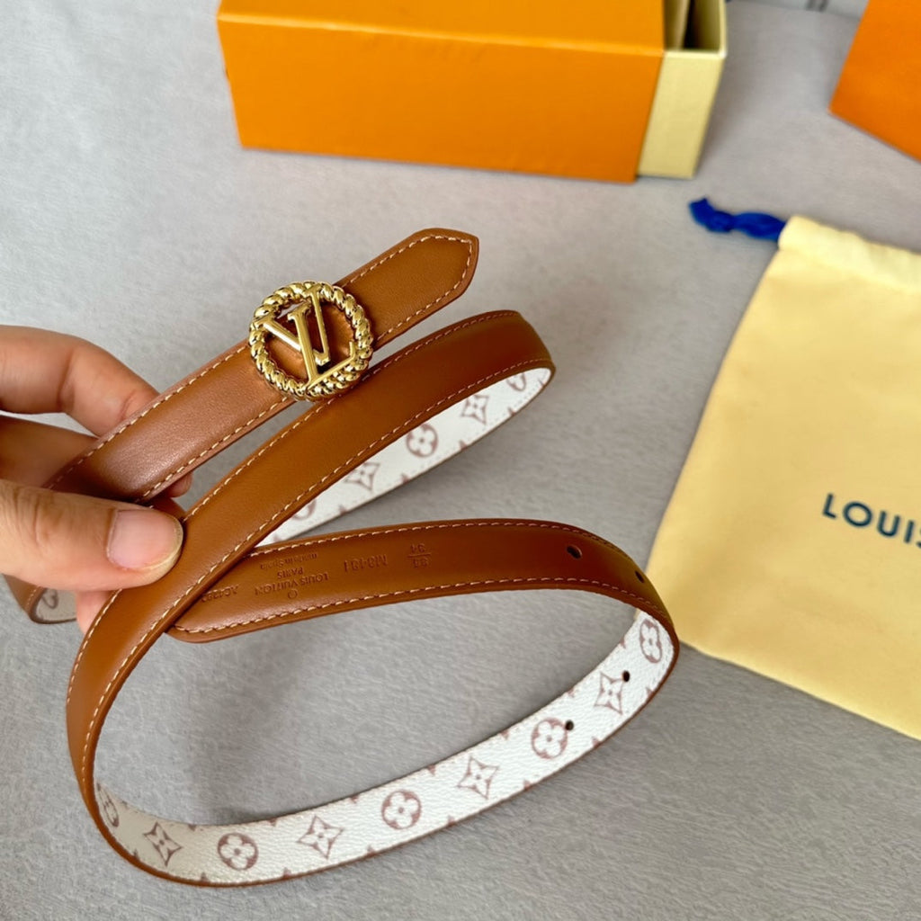 LV S-LOCK BELT 20 MM IN BRONZE BROWN CALFSKIN AND CIRCLE GOLD HARDWARE