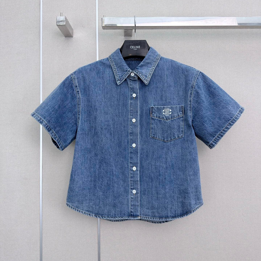 CELINE 26S SHORT SLEEVE DENIM SHIRT 321