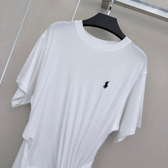 RALPH LAUREN 26S WHITE WAIST-TIED DRESS 455