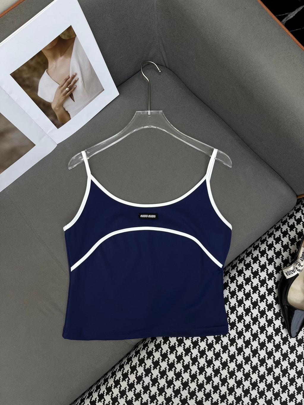 MIUMIU COTTON SPAGHETTI STRAP TOP 269080