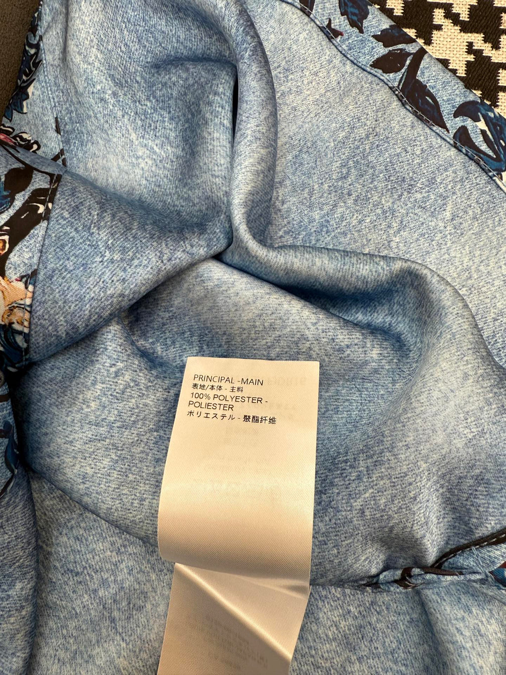 LV LONG-SLEEVE FLORAL PRINT SHIRT DRESS IN BLUE