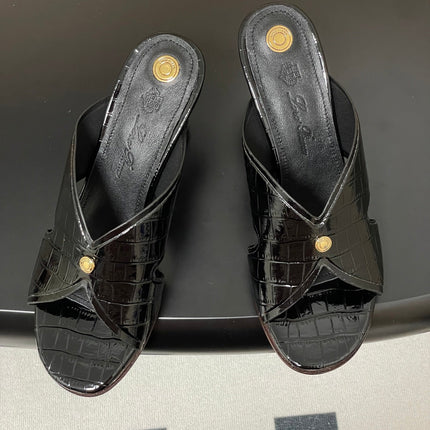 HIGH HEELS 80 MM IN BLACK CALFSKIN SNAKE EMBOSSING