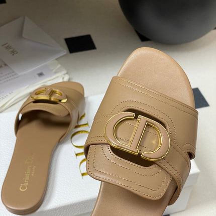 DIOR CLASSIC MONTAIGNE SANDALS 25S IN BROWN LAMBSKIN WITH CD LOGO