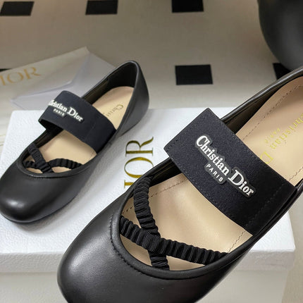 DIOR STRETCH BALLET FLATS 25S IN BLACK LAMBSKIN