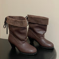 ALO 25S FOLD-OVER ANKLE BOOTS 50 MM IN DARK BROWN LAMBSKIN