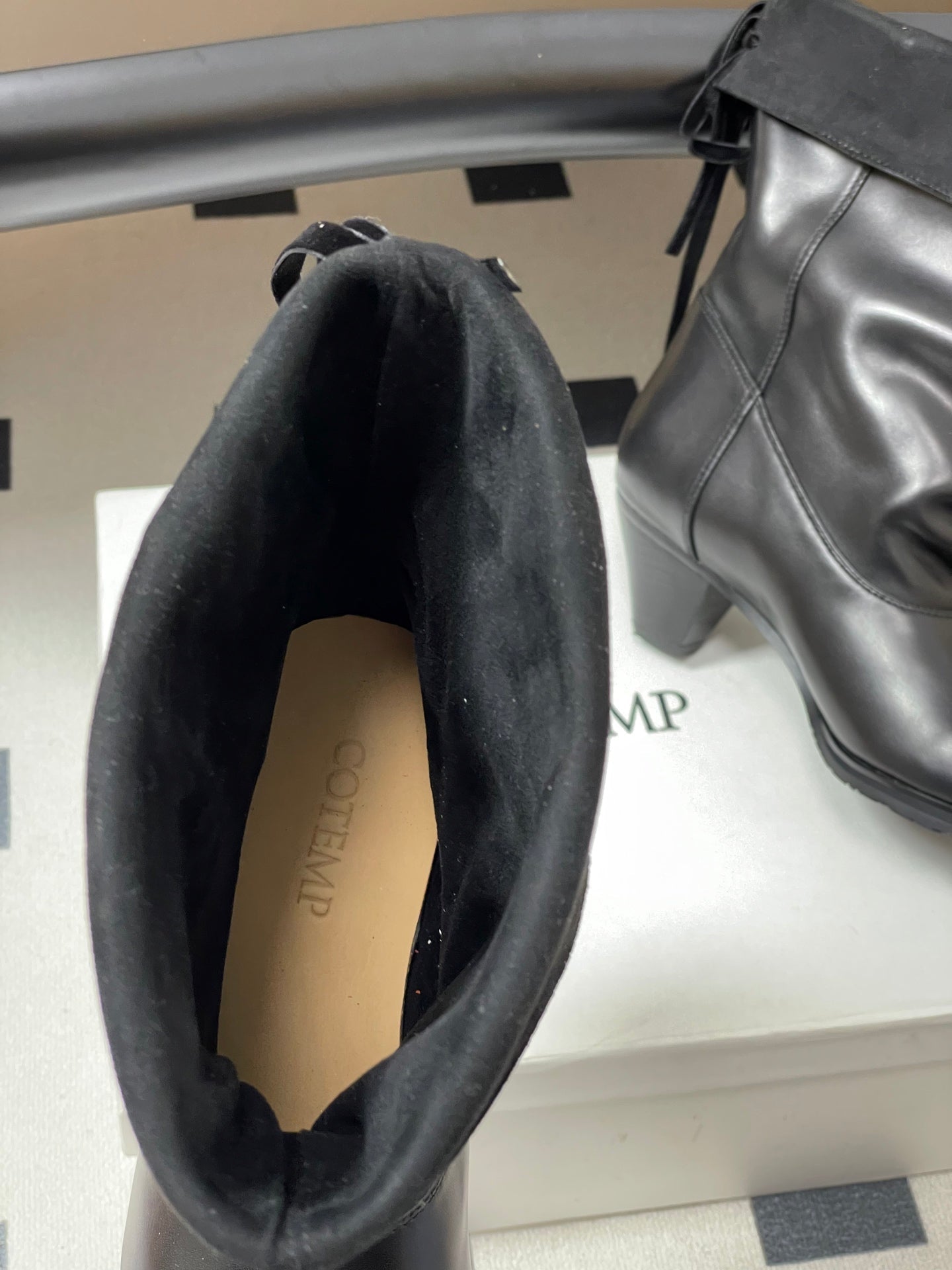 ALO 25S FOLD-OVER ANKLE BOOTS 50 MM IN BLACK LAMBSKIN