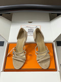 HM 25S HIGH-HEEL SANDAL 105 MM IN BEIGE SUEDE
