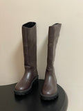 CELINE 26S MARGARET HIGH BOOTS IN DARK BROWN CALFSKIN
