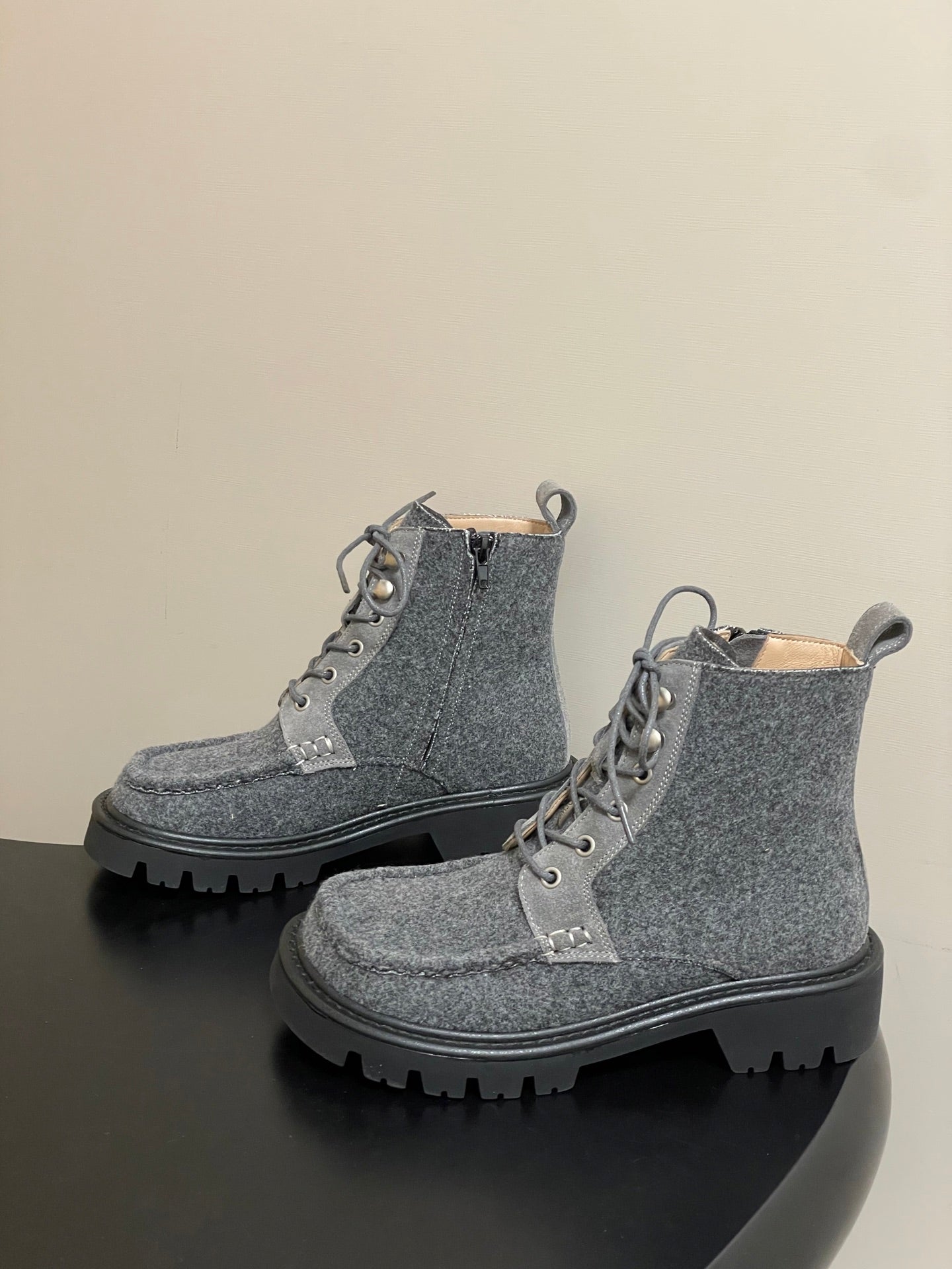 LOEWE 26S ANKLE BOOTS IN GRAY FABRIC