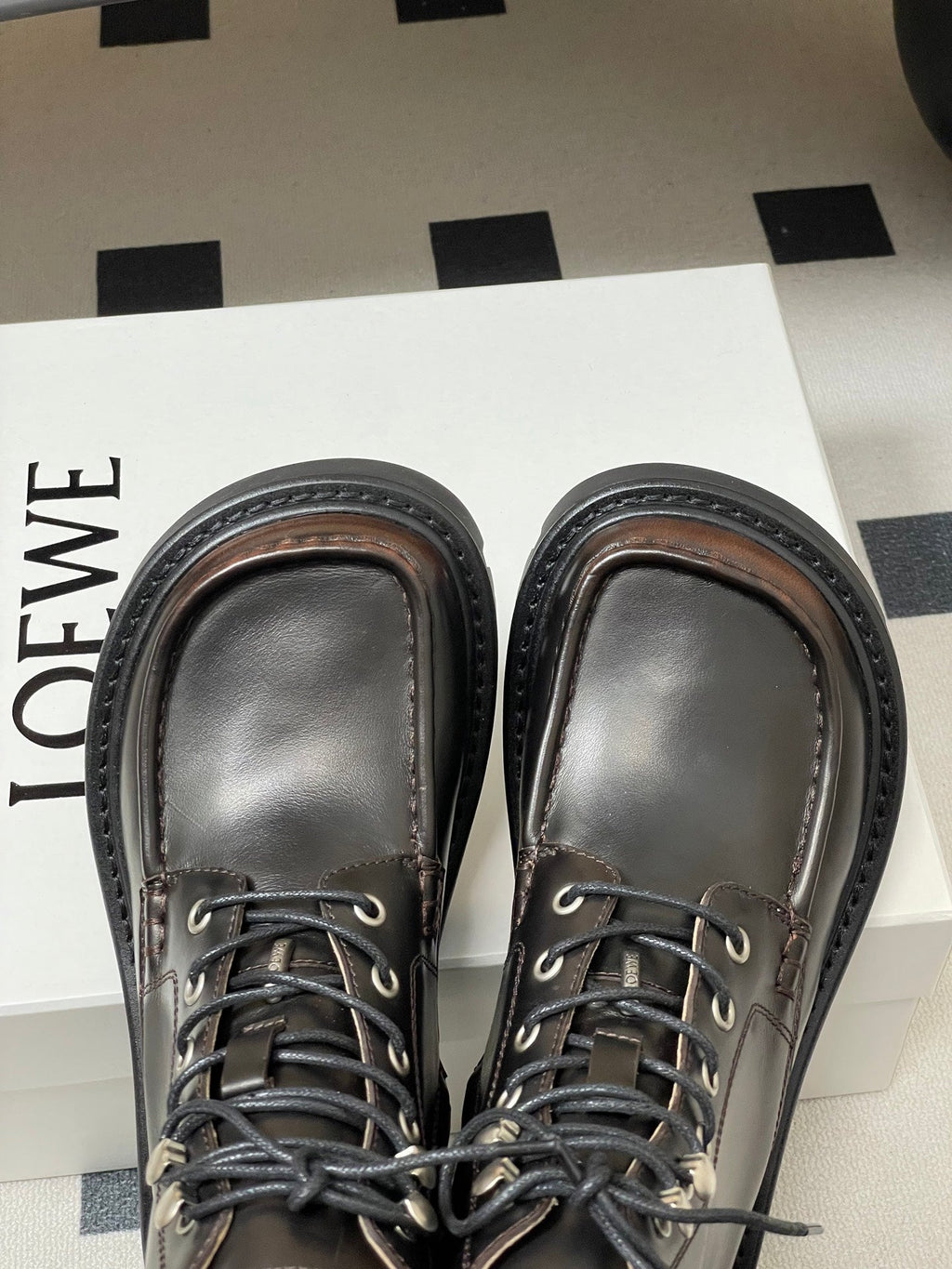 LOEWE 26S ANKLE BOOTS IN DARK BROWN CALFSKIN