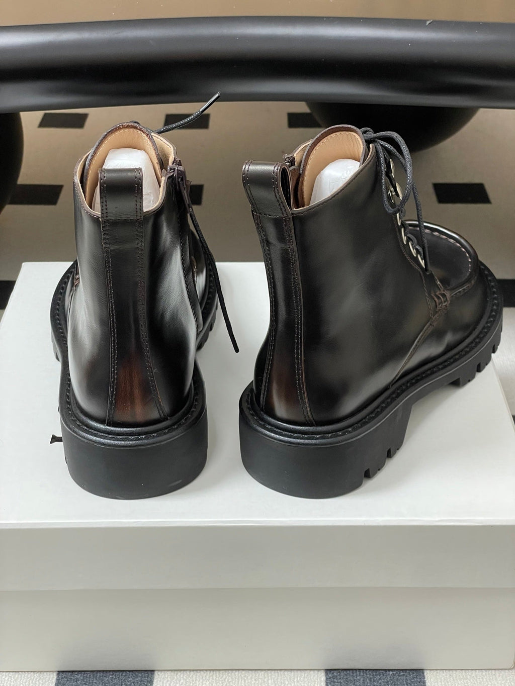 LOEWE 26S ANKLE BOOTS IN DARK BROWN CALFSKIN