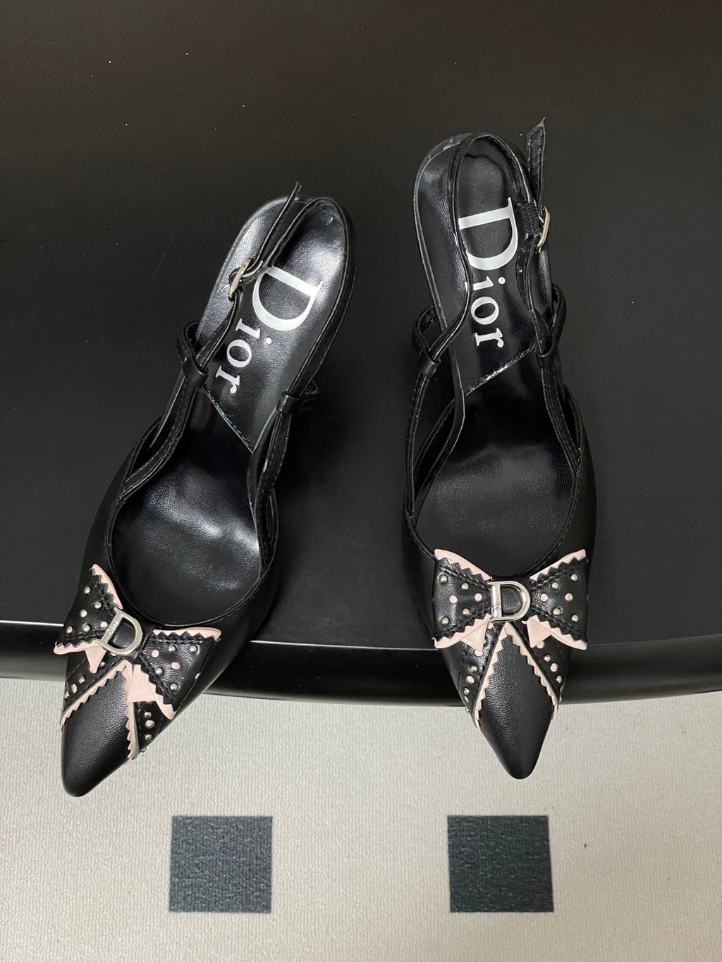 DIOR 26S SLINGBACK HIGH HEELS 100 MM IN BLACK CALFSKIN