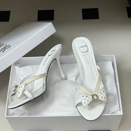 DIOR 26S HIGH HEEL SANDALS 100 MM IN WHITE CALFSKIN