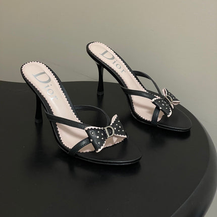 DIOR 26S HIGH HEEL SANDALS 100 MM IN BLACK CALFSKIN