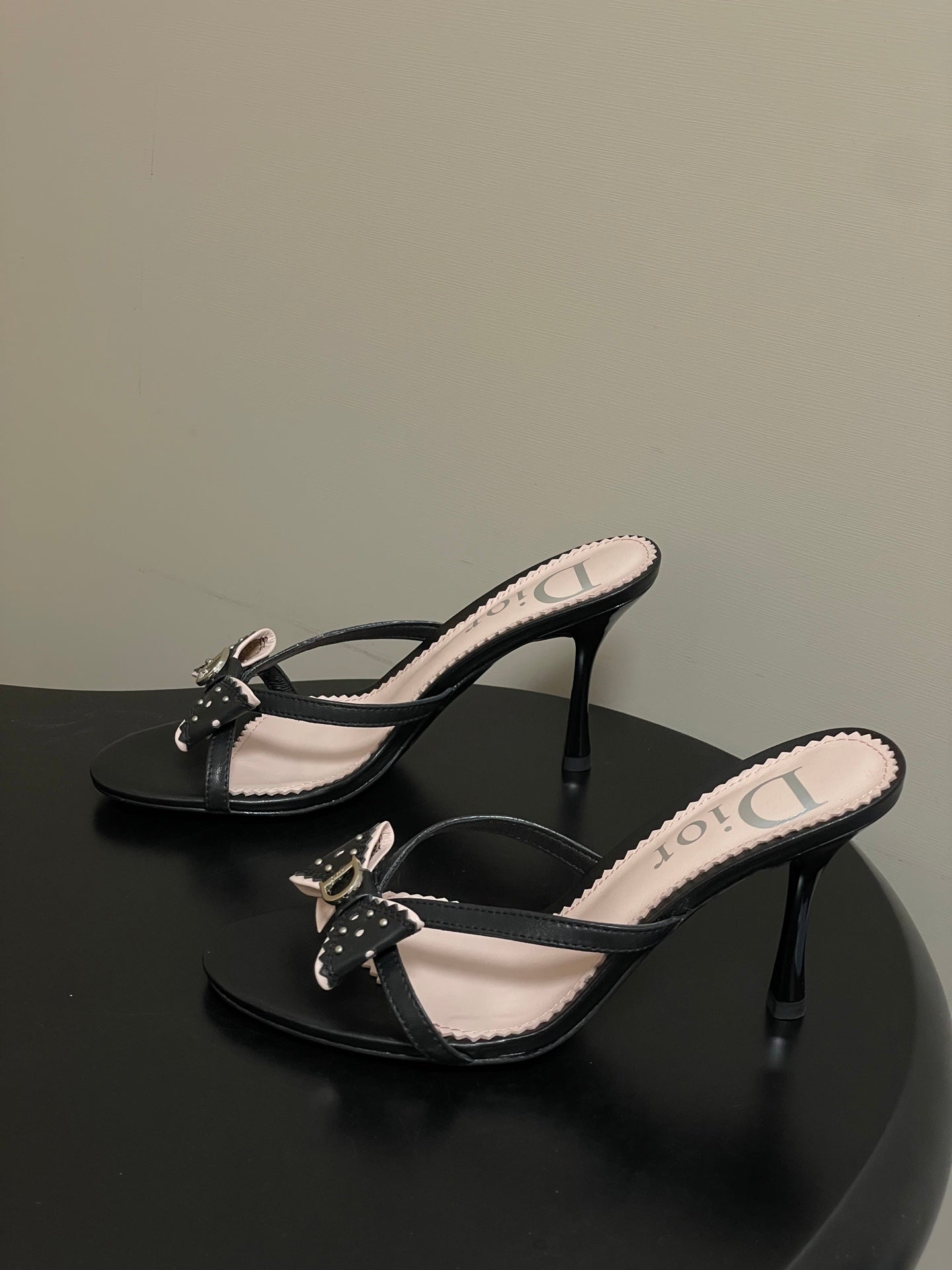 DIOR 26S HIGH HEEL SANDALS 100 MM IN BLACK CALFSKIN