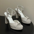 CHANEL 26S HIGH HEEL SANDALS 120 MM IN CREAM BEIGE SUEDE