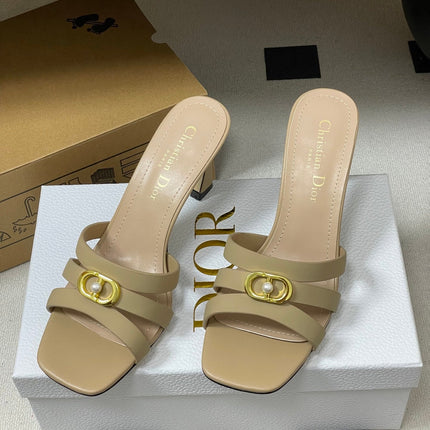 DIOR 26S HIGH HEEL SANDALS 80 MM IN WARM BEIGE BROWN CALFSKIN