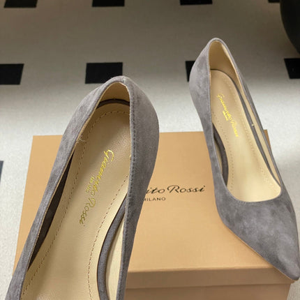 GIANVITO ROSSI 26S HIGH HEELS 85 MM IN DARK GREY SUEDE