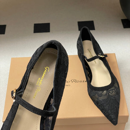 GIANVITO ROSSI 26S MARY JANE IN BLACK LACE