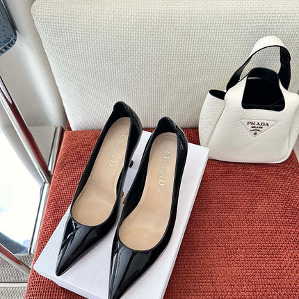 DIOR TRIBALES HIGH HEELS 80 MM 25S IN BLACK GLOSSY LEATHER