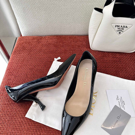 DIOR TRIBALES HIGH HEELS 80 MM 25S IN BLACK GLOSSY LEATHER