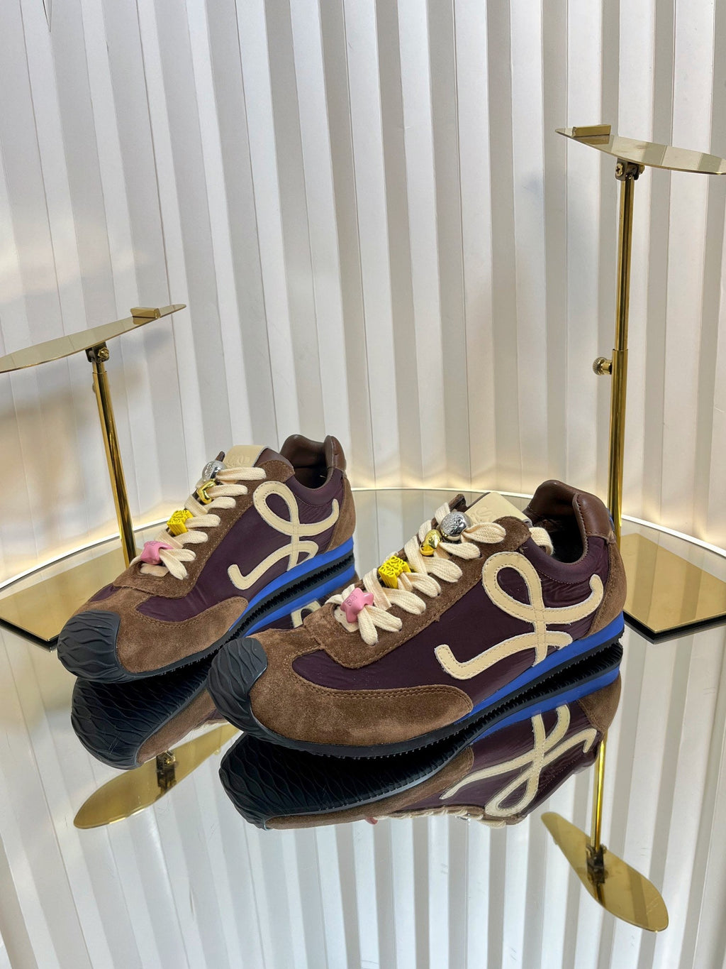 LOEWE 26S RUNNER 2.0 SNEAKERS IN DARK BROWN SUEDE AND FABRIC