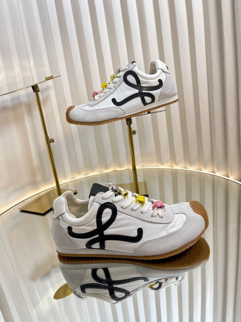 LOEWE 26S RUNNER 2.0 SNEAKERS IN WHITE FABRIC AND SUEDE