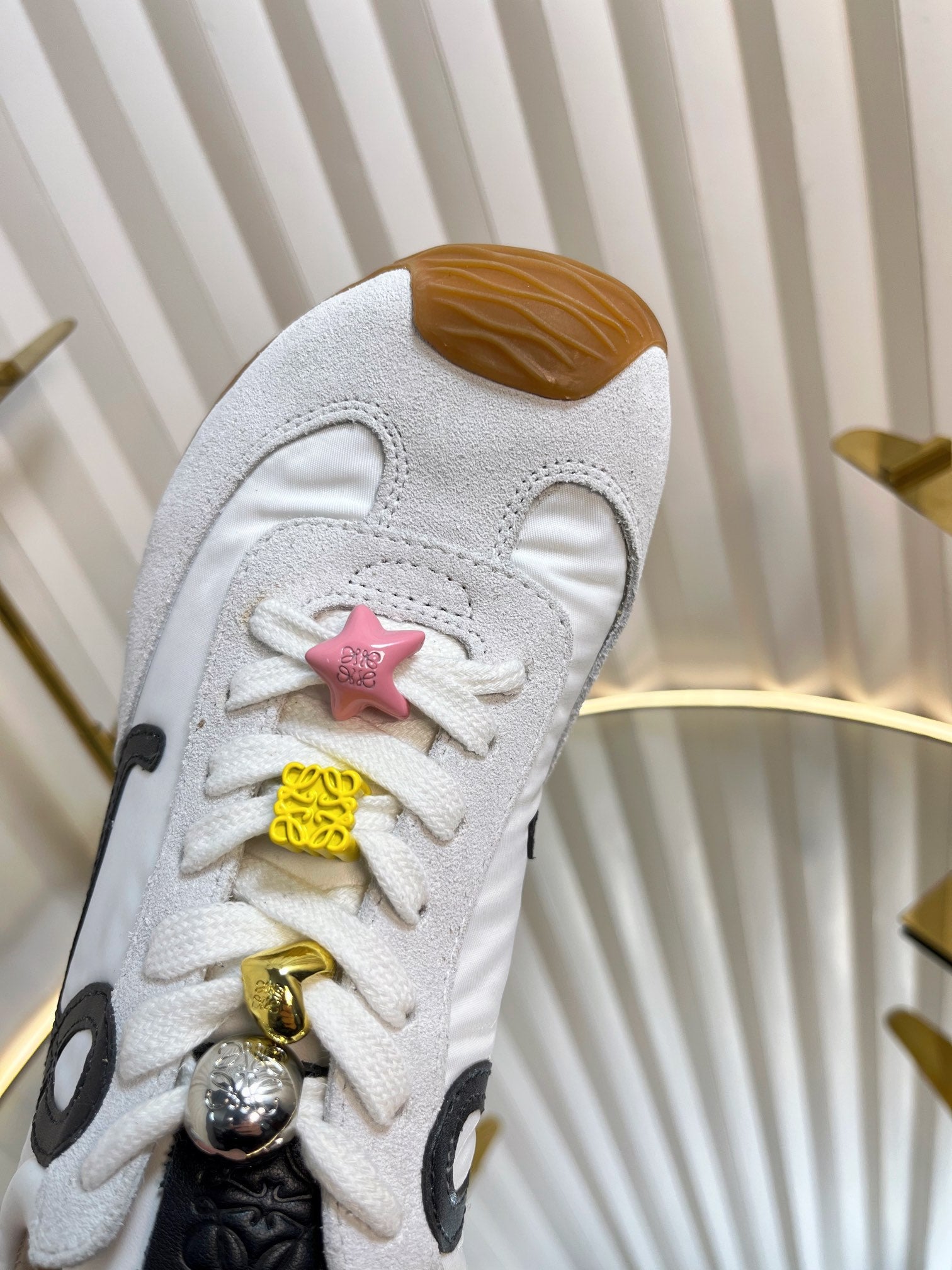 LOEWE 26S RUNNER 2.0 SNEAKERS IN WHITE FABRIC AND SUEDE