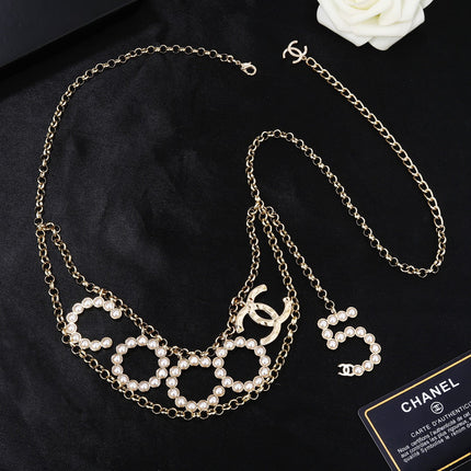 CHANEL 25S CHAIN BELT WITH PEARL 612634
