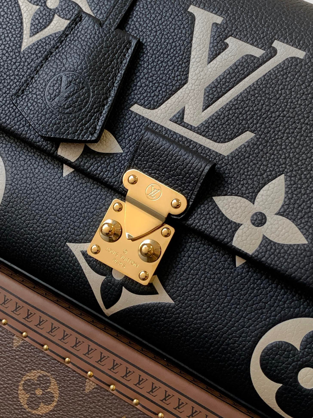 MADELEINE 30 IN BLACK MIX WHITE MONOGRAM CALFSKIN EMBOSSED LOGO
