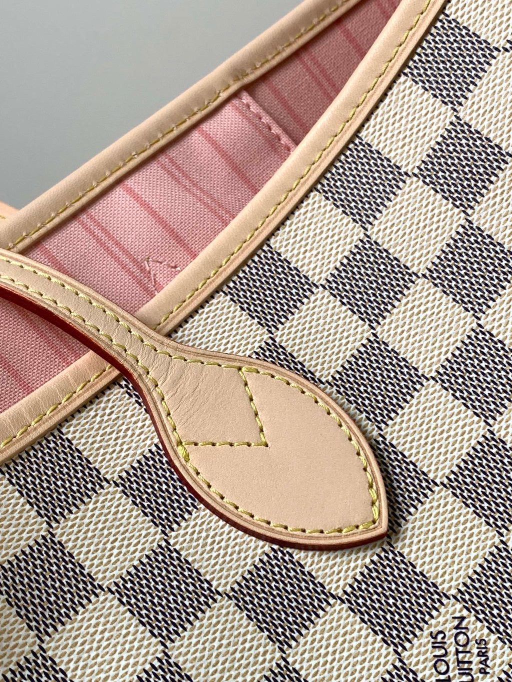 LV NEVERFULL 39 CM IN BEIGE DAMIER AZUR CANVAS