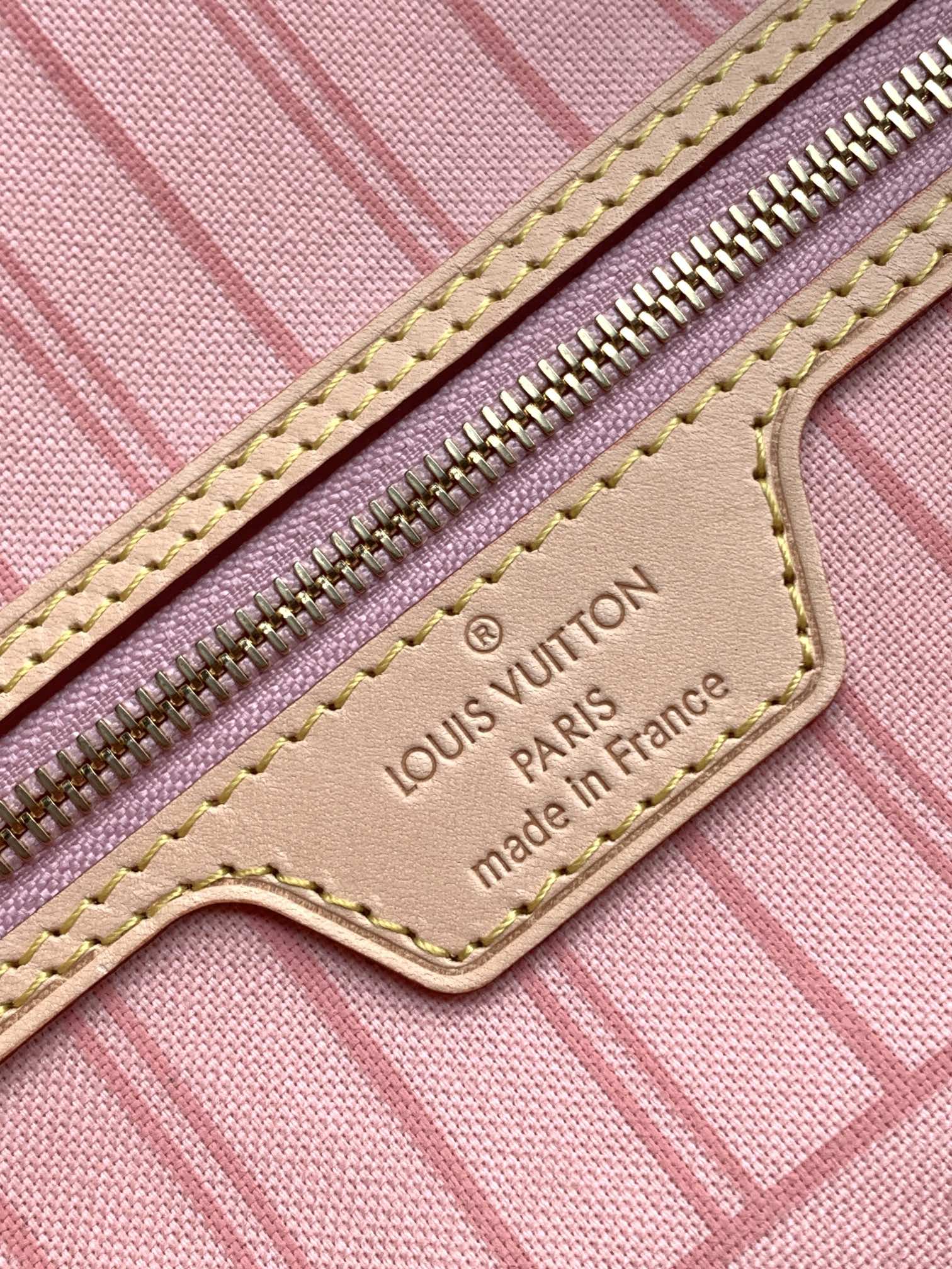 LV NEVERFULL 39 CM IN BEIGE DAMIER AZUR CANVAS