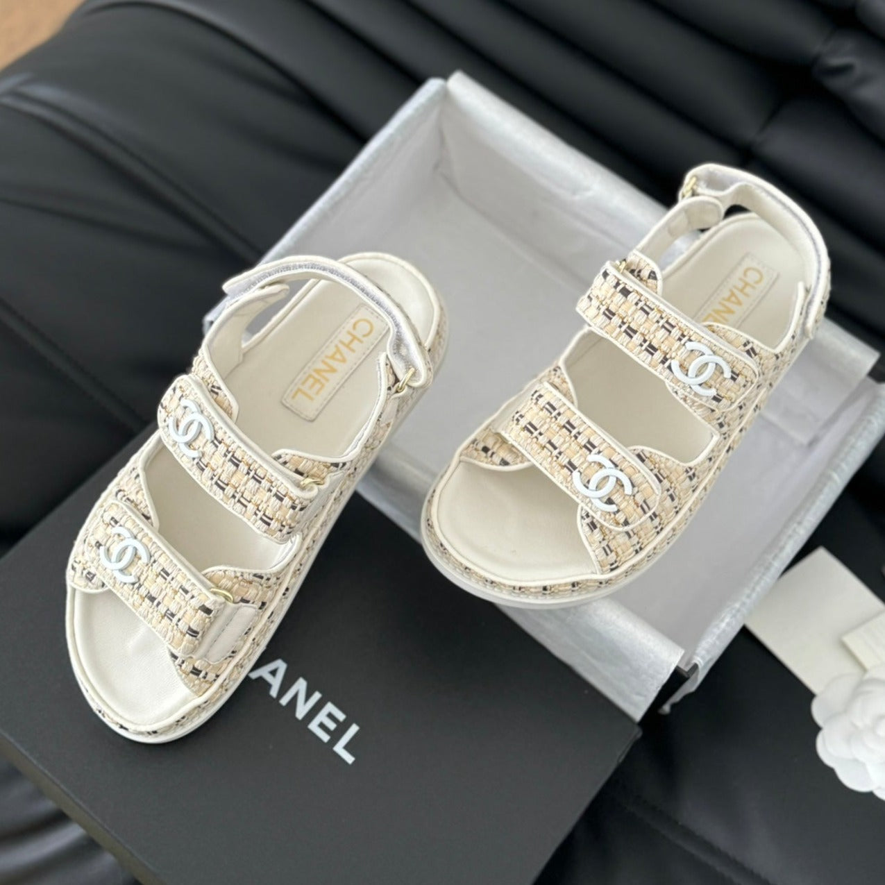Dad Sandals Sheepskin Beige Cream