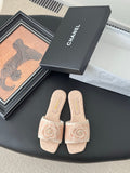 SLIPPER IN PEACH PINK CALFSKIN MIX WOOL