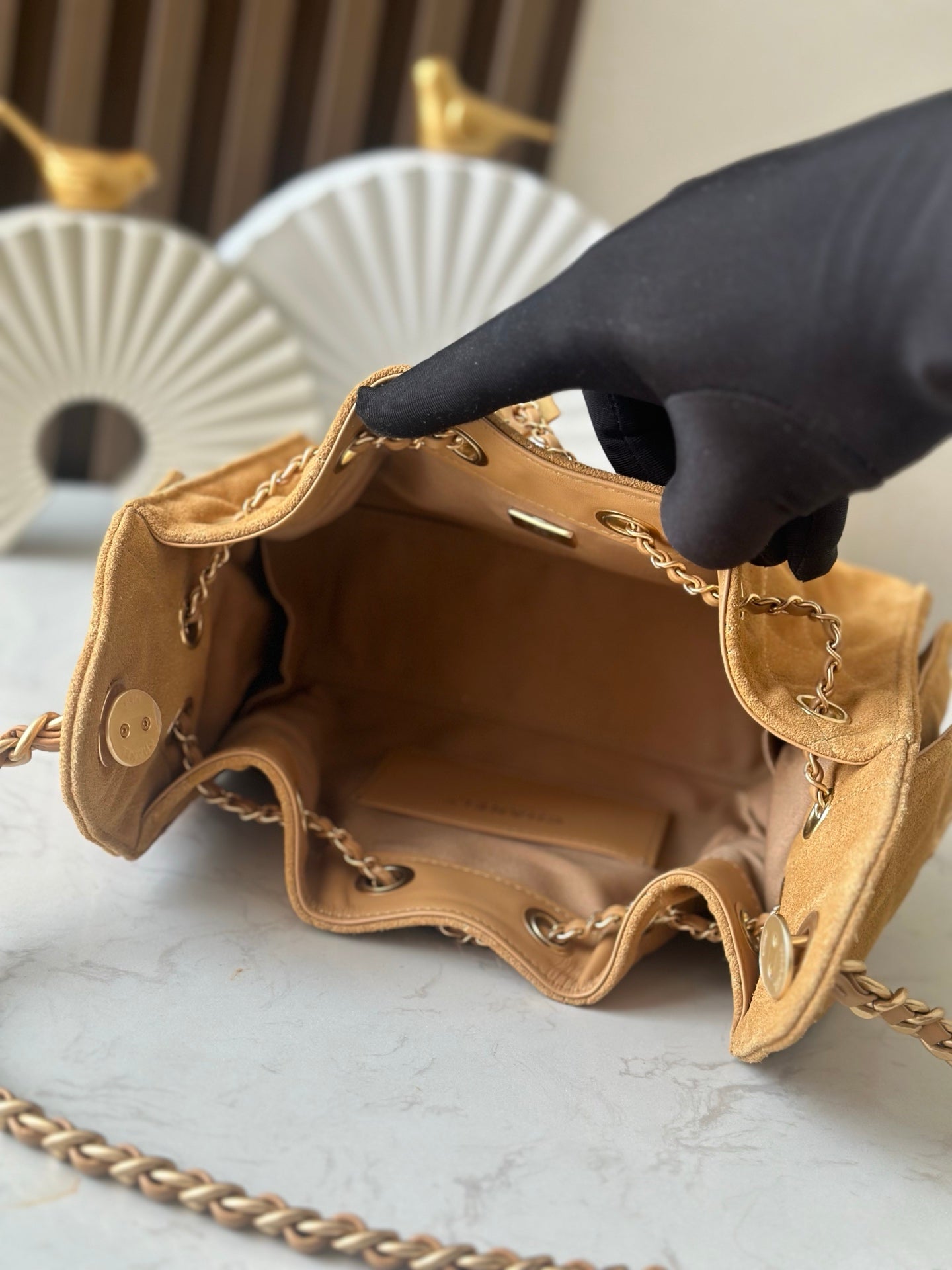CHANEL 25S HOBO BAG 22 IN BROWN SUEDE GOLD HARDWARE
