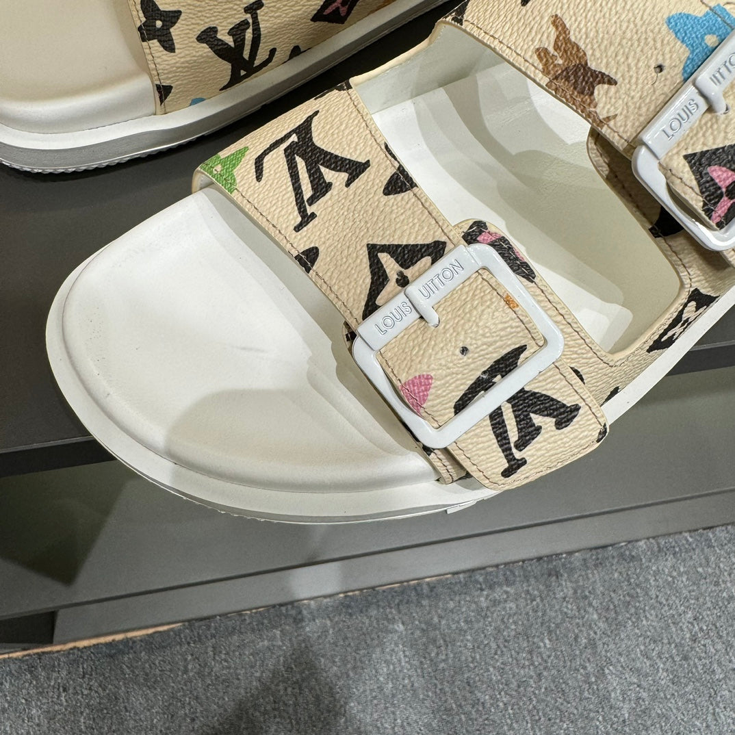 LV DAD SANDAL BEIGE CREAM MONOGRAM CALFSKIN