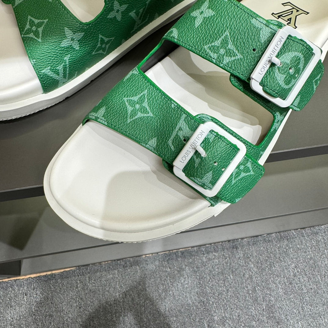 LV DAD SANDAL JADE GREEN MONOGRAM CALFSKIN